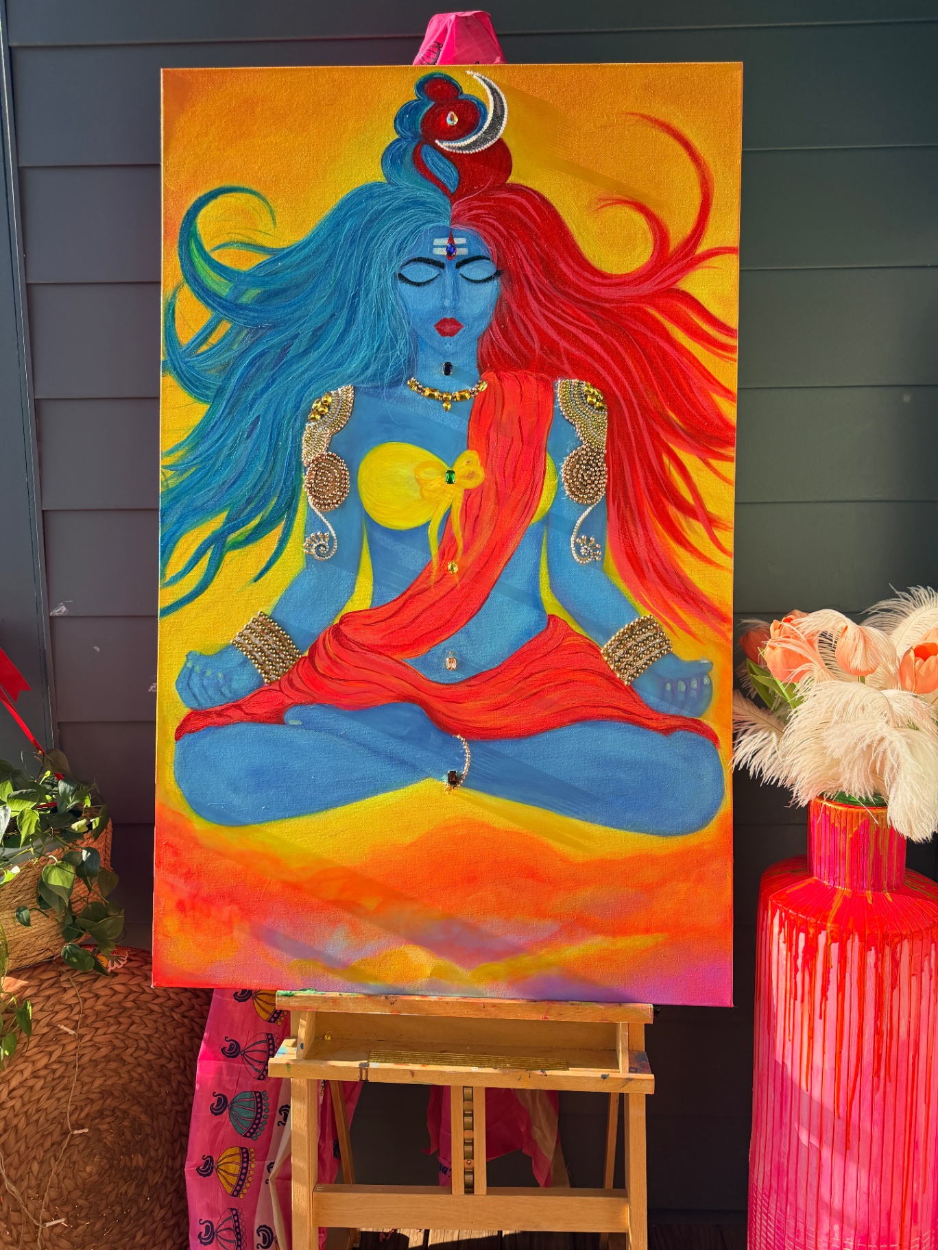 Ardhnareswari — original divine feminine and masculine oneness painting